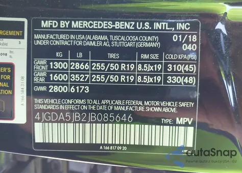 2018 Mercedes-Benz Gle 350 from USA, damaged, VIN 4JGDA5JB2JB085646